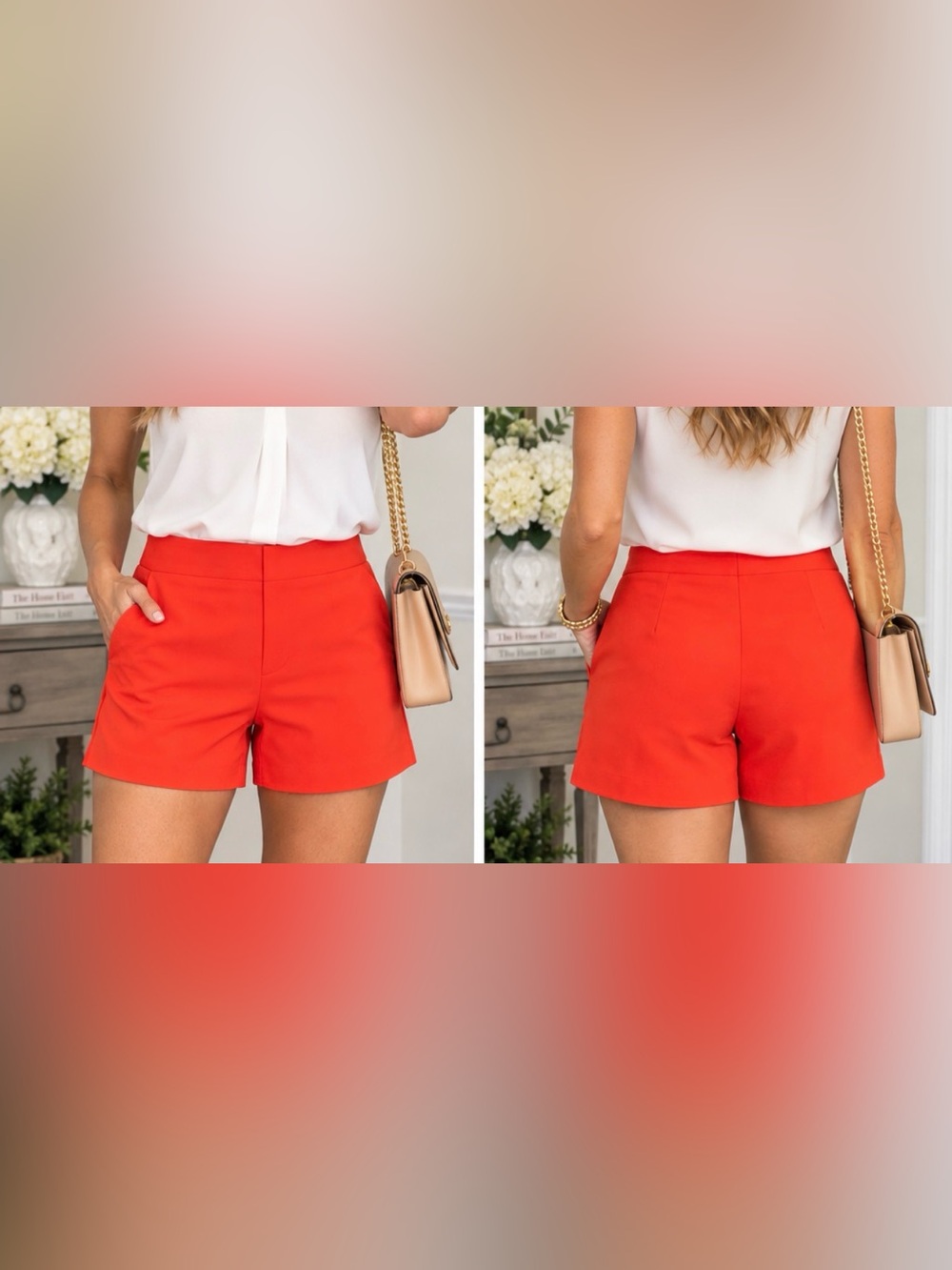 White House Black Market Bright Red High-Rise Mini Skort